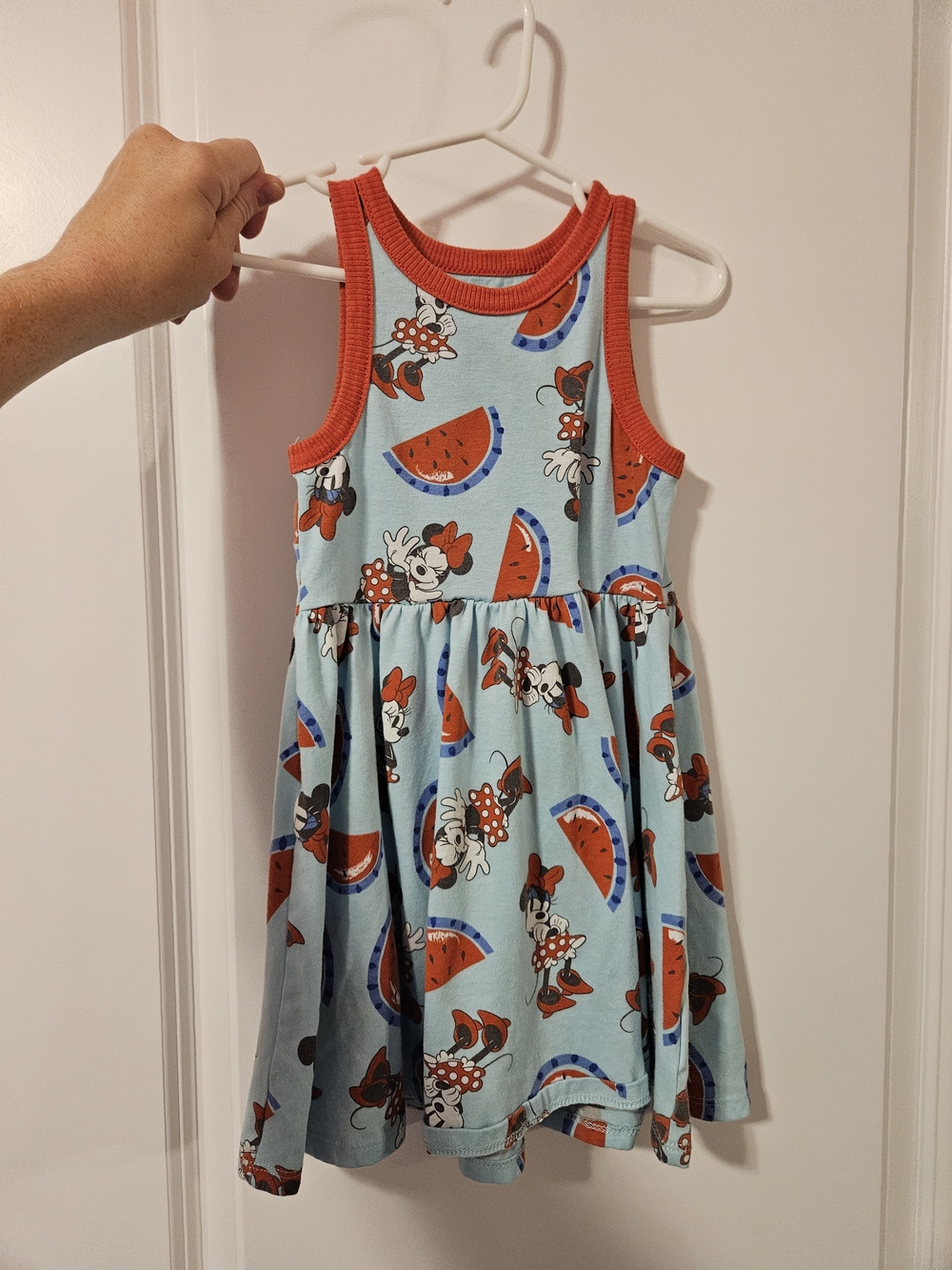 Disney Minnie Mouse Watermelon Print Dress with Red Trim